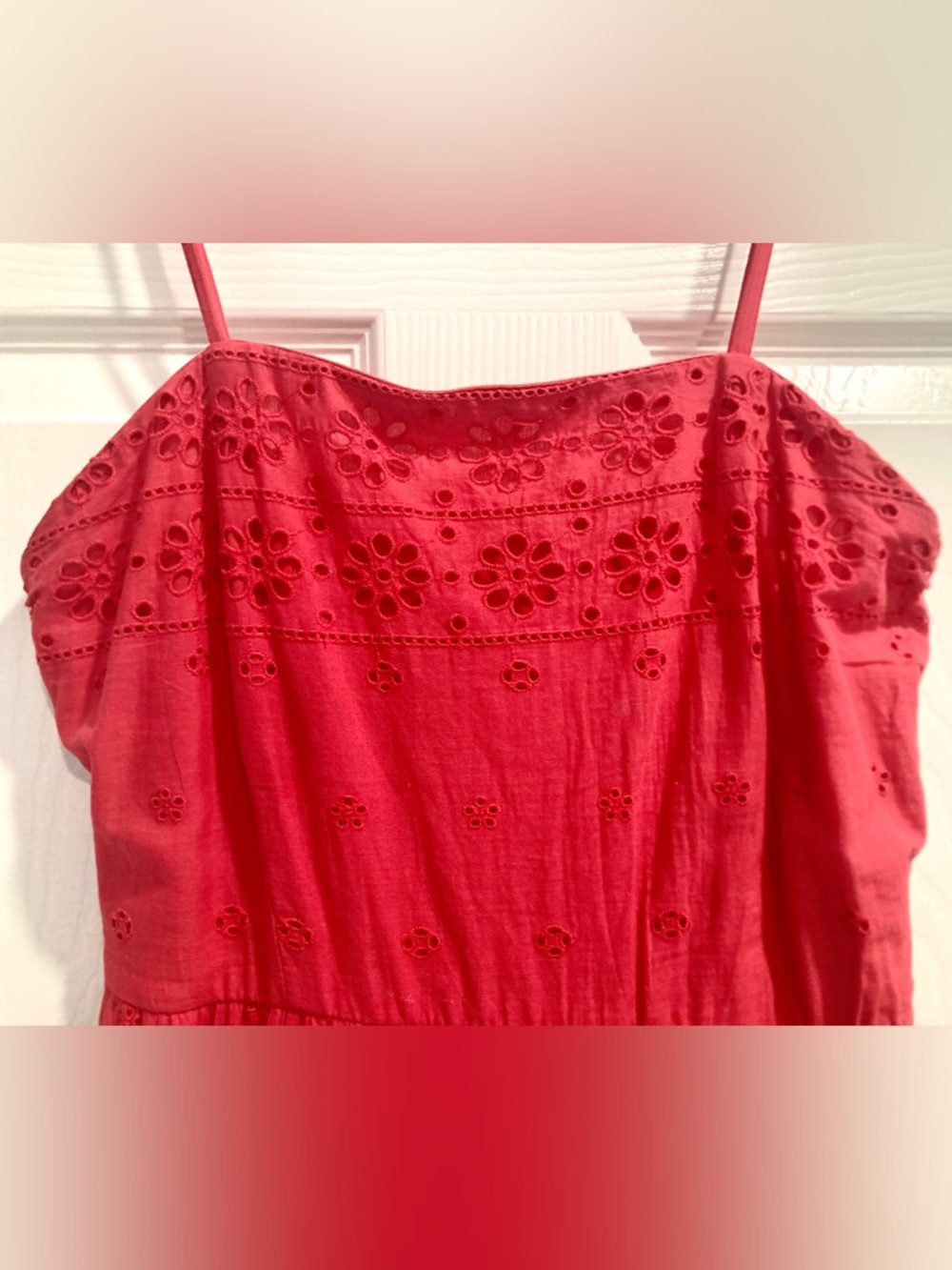 Japna Large 100% Cotton Lined Red Maxi Dress Embroidered Boho Chic - Picture 4 of 12